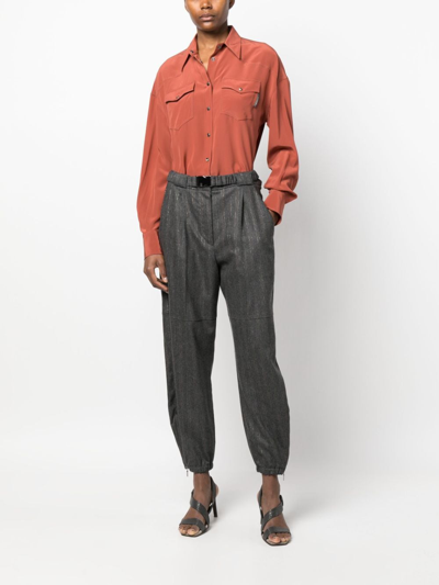Brunello Cucinelli Belted-waist Trousers In Grey
