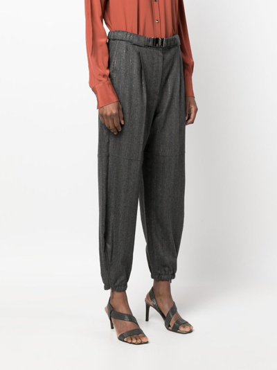 Brunello Cucinelli Belted-waist Trousers In Grey