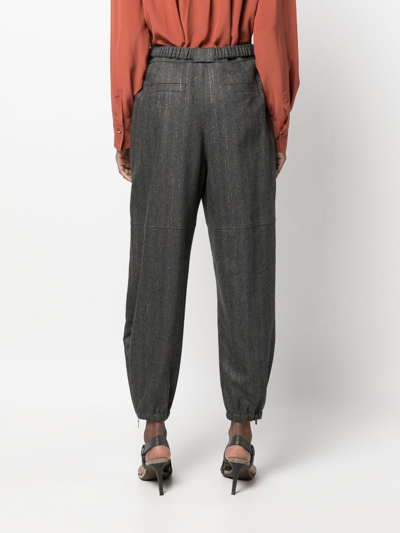 Brunello Cucinelli Belted-waist Trousers In Grey