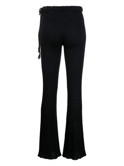 Shop Mrz Ribbed-knit Flared Trousers In Black