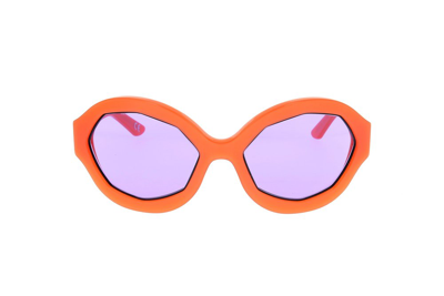 Shop Marni Round Frame Sunglasses In Orange