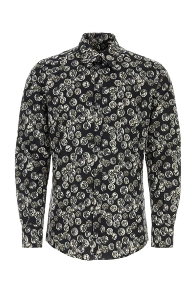 Shop Dolce & Gabbana Coin Printed Buttoned Shirt In Black