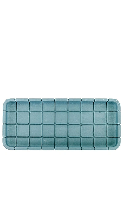 Block Design Tile Oblong Tray In Steel Blue