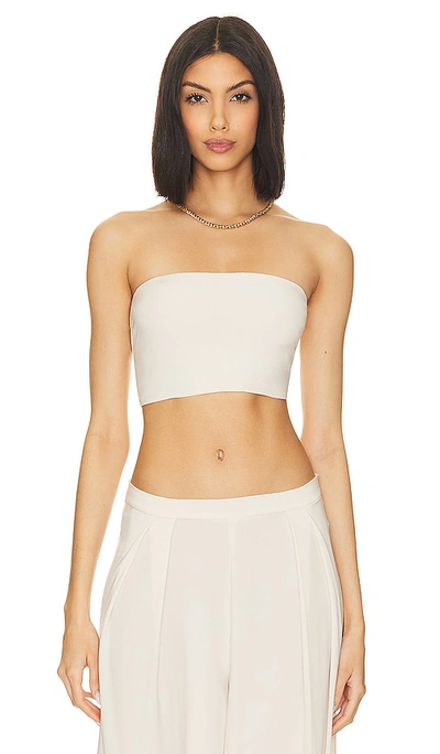 Shop Norma Kamali Strapless Cropped Top In Bone