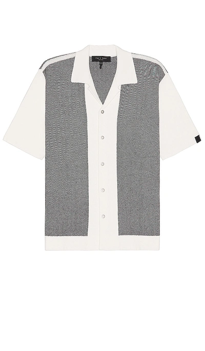 Rag & Bone Herringbone Snap Front Avery Shirt In Ivory Multi