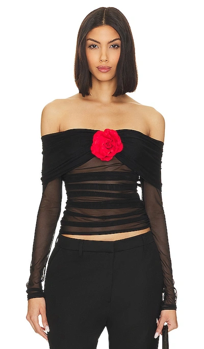 Shop Amanda Uprichard X Revolve Nellia Blouse In Black With Red Rose