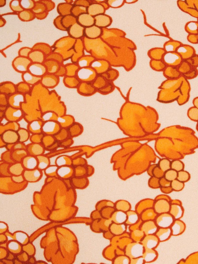 Etro Triangle Bikini With Ruffles And Orange Berries Pattern In Orange