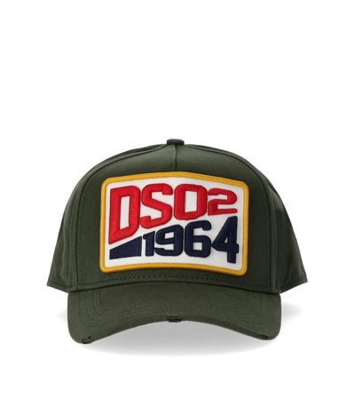 Shop Dsquared2 1964 Logo Patch Distressed Cap In Green