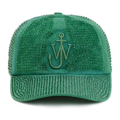 Shop Jw Anderson J.w. Anderson  Crystals Baseball Cap Hat In Green