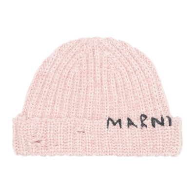 Shop Marni Logo Detailed Beanie In Pink