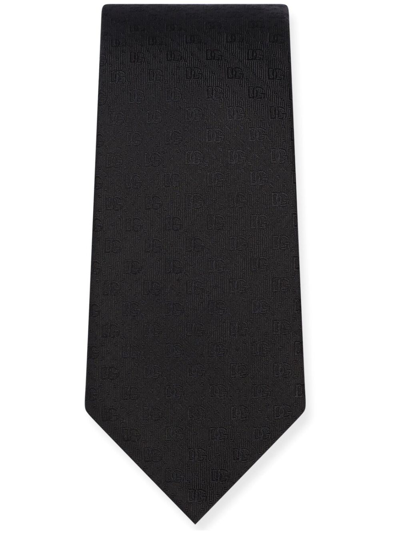 Shop Dolce & Gabbana Logo-jacquard Silk Tie In Black