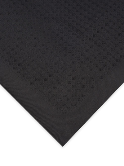 Dolce & Gabbana Jacquard-logo Tonal Silk Scarf In Black