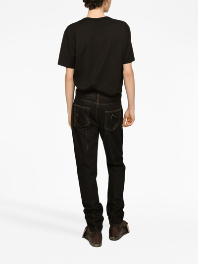 Dolce & Gabbana Embroidered Dg Laurel T-shirt In Black