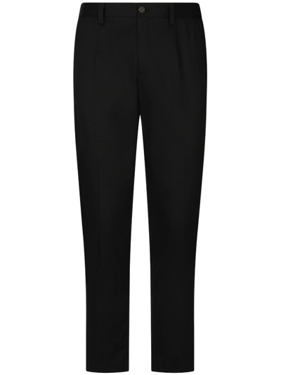 Shop Dolce & Gabbana Logo-embossed Tailored Trousers In Black