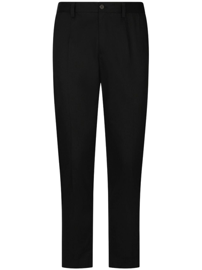 Dolce & Gabbana Stretch Wool Pants With Re-edition Label In Black