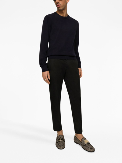 Dolce & Gabbana Stretch Wool Pants With Re-edition Label In Black