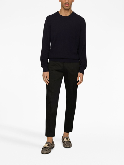 Dolce & Gabbana Stretch Wool Pants With Re-edition Label In Black