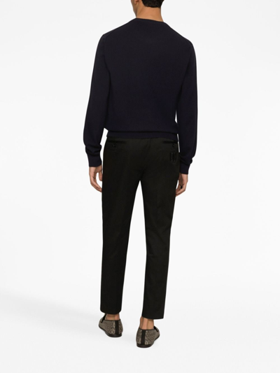 Dolce & Gabbana Stretch Wool Pants With Re-edition Label In Black