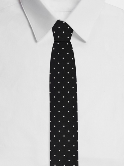 Shop Dolce & Gabbana Polka Dot-print Silk Tie In Black