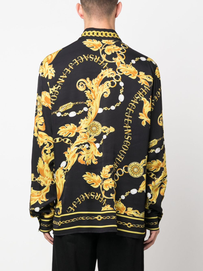 Versace Jeans Couture Baroque-pattern Long-sleeve Shirt In Black