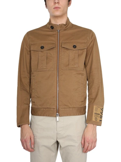Shop Dsquared2 Jacket With Maxi Pockets In Beige