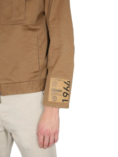 Shop Dsquared2 Jacket With Maxi Pockets In Beige