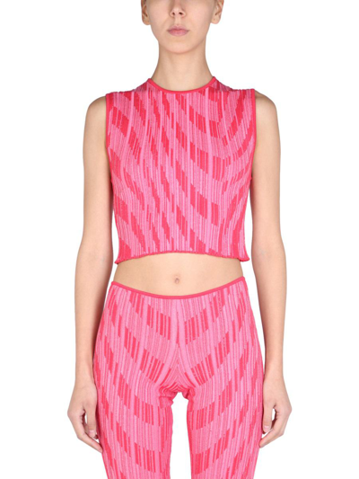 Shop Philosophy Di Lorenzo Serafini Jacquard Knitwear Crop Top In Pink