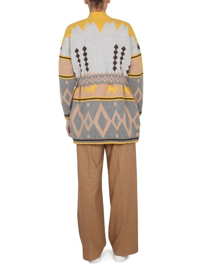 Shop Ballantyne Jacquard Pattern Cardigan In Multicolor