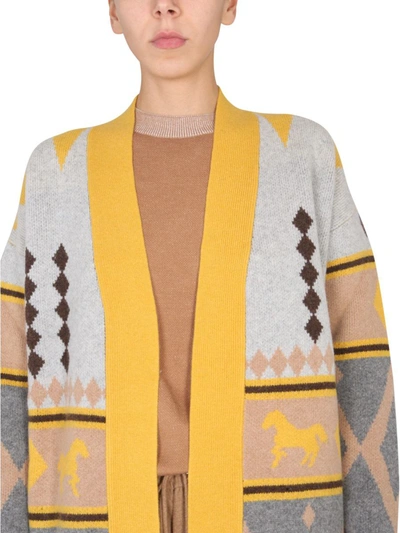 Shop Ballantyne Jacquard Pattern Cardigan In Multicolor