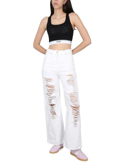Shop Msgm Jeans In Denim In White