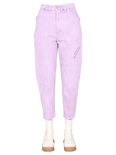 Shop Stella Mccartney Jeans With Embroidered Logo In Purple