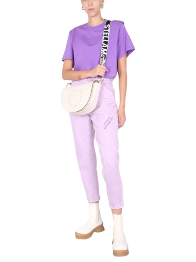 Shop Stella Mccartney Jeans With Embroidered Logo In Purple