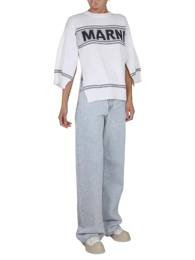 Shop Marni Jersey With Logo In White