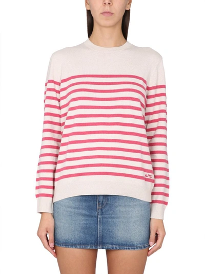 Shop Apc A.p.c. Jersey With Stripe Pattern In White