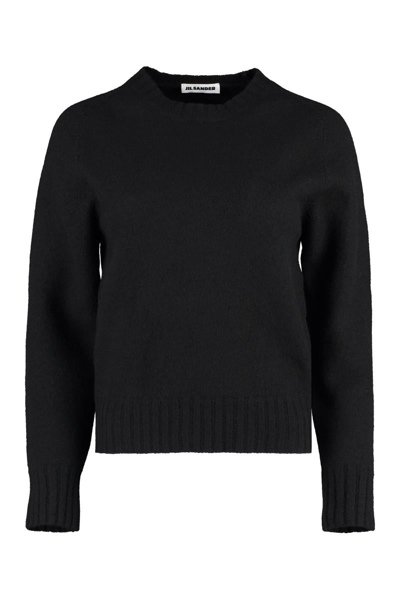 Shop Jil Sander Crew-neck Wool Sweater In Black