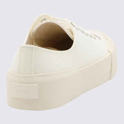 Shop Jil Sander White Canvas Sneakers In Porcelain