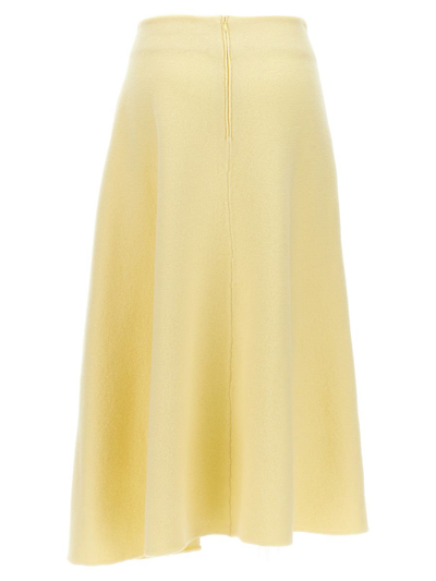 Jil Sander Flared Wool Skirt With Discreet Zipper Closure In Yellow