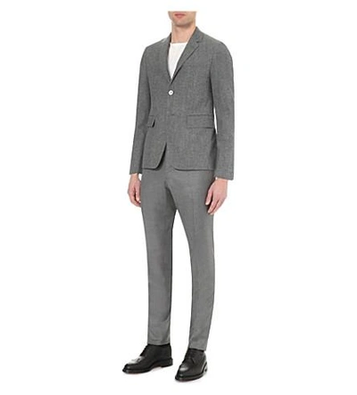 Shop Thom Browne Slim-fit Wool Trousers In Charcoal