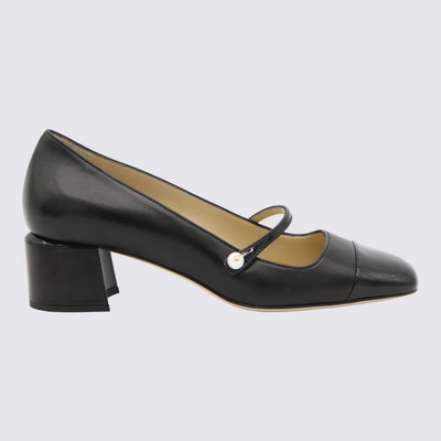 Shop Jimmy Choo Black Leather Elisa Pumps In <p>black Leather Elisa Pumps From  Featuring Square Toe, Crossover Strap Detail, Branded L