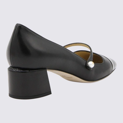 Jimmy Choo Women 'elisa 45' Black Pumps With Pearl Detail In Patent Leather Woman In <p>black Leather Elisa Pumps From  Featuring Square Toe, Crossover Strap Detail, Branded L