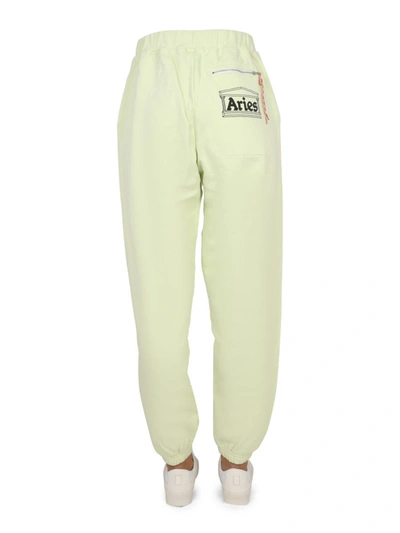 Shop Aries Jogging Pants With Logo Print Unisex In Green