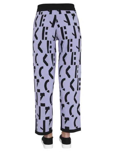 Shop Kenzo Jogging Pants With Monogram Inlay In Multicolor