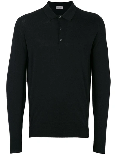 Shop John Smedley Wool Sweater With Polo Neckline In Black