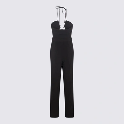 Shop Jonathan Simkhai Black Gala Jumpsuit In <p>black Gala Jumpsuit From Simkhai Featuring Plissé Effect, Cut-out Detailing, Halterneck Tie Faste