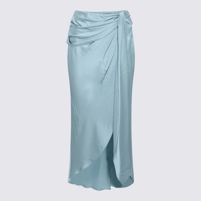 Shop Jonathan Simkhai Light Blue Elisabetta Midi Skirt In <p>light Blue Elisabetta Midi Skirt From  Featuring Wovens Draped, Mid Length, Regul