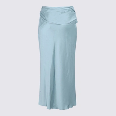 Shop Jonathan Simkhai Light Blue Elisabetta Midi Skirt In <p>light Blue Elisabetta Midi Skirt From  Featuring Wovens Draped, Mid Length, Regul