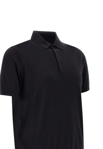 Shop Kangra Cashmere Silk And Cotton Polo Shirt In Black
