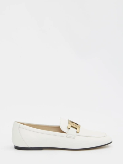 Shop Tod's Kate Leather Loafers In White