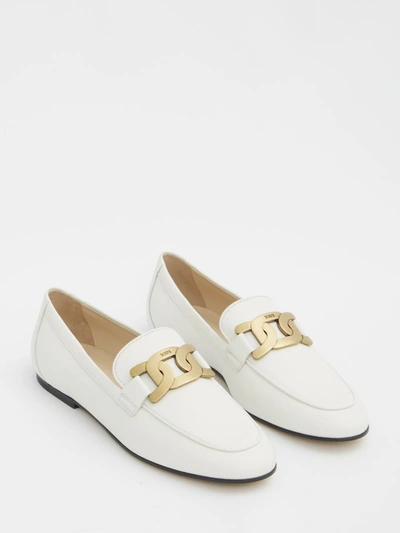 Shop Tod's Kate Leather Loafers In White