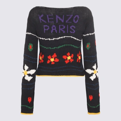 Shop Kenzo Black Multicolour Cotton-linen Blend Jumper